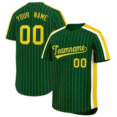 Green Gold Pinstripe Two-tone Side Authentic Baseball Jersey 1