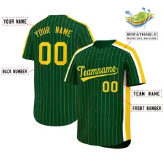 Green Gold Pinstripe Two-tone Side Authentic Baseball Jersey 2