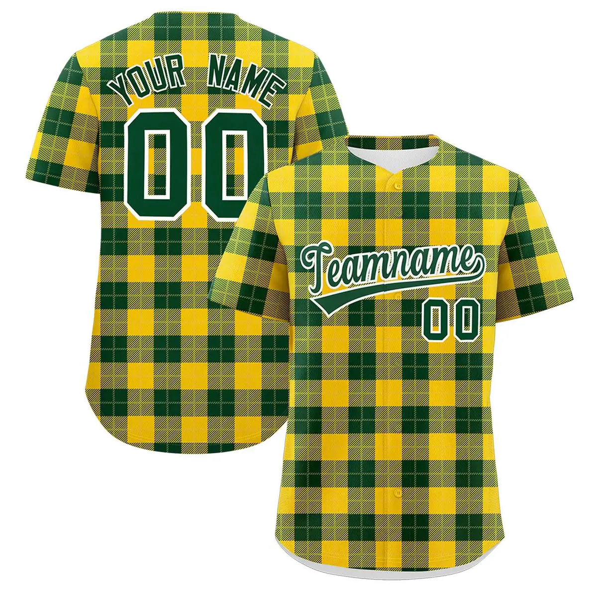 Green Gold Plaid Authentic Baseball Jersey