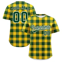 Green Gold Plaid Authentic Baseball Jersey
