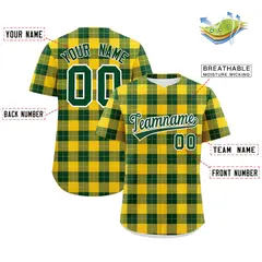 Green Gold Plaid Authentic Baseball Jersey 2