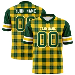 Green Gold Plaid Pattern Authentic Football Jersey