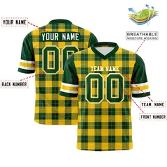 Green Gold Plaid Pattern Authentic Football Jersey 2