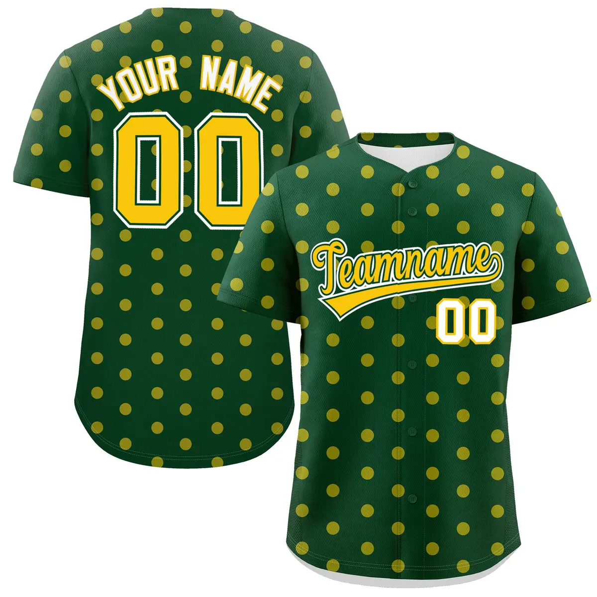 Green Gold Polka Dot Graffiti Authentic Baseball Jersey
