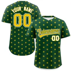 Green Gold Polka Dot Graffiti Authentic Baseball Jersey 1