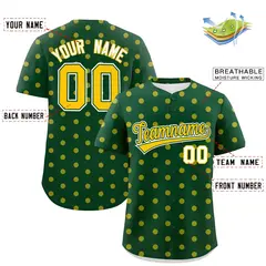 Green Gold Polka Dot Graffiti Authentic Baseball Jersey 2