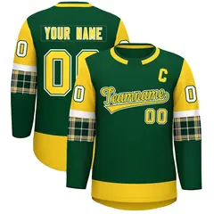 Green Gold Raglan Round-Neck Hockey Jersey 1