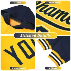 Green Gold Raglan Varsity Full-Snap Letterman Two Tone Jacket Hoodie 7