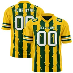 Green Gold Razr Stripe Graffiti Pattern Flag Football Jersey 1