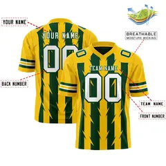 Green Gold Razr Stripe Graffiti Pattern Flag Football Jersey 2
