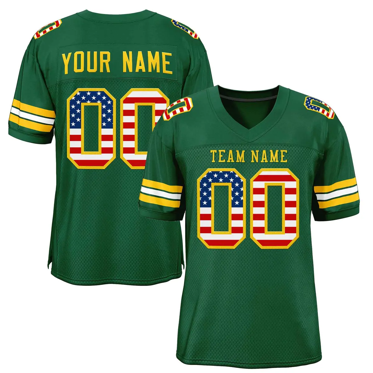 Green Gold-Red Classic Style Authentic Football Jersey
