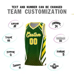 Green Gold Side Slash Diamond Pattern Basketball Jersey 3