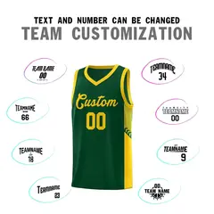 Green Gold Side Stripe Basketball Jersey 4