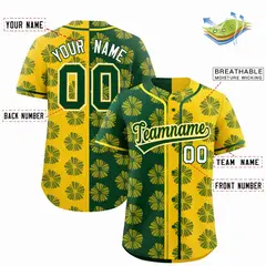 Green Gold Split Flower Graffiti Authentic Baseball Jersey 2