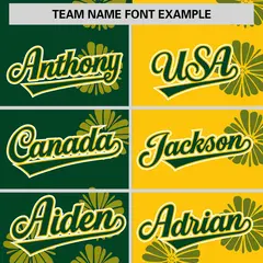 Green Gold Split Flower Graffiti Authentic Baseball Jersey 3