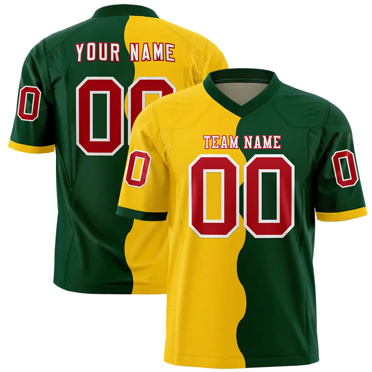Green Gold Split Mesh Authentic Football Jersey