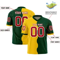 Green Gold Split Mesh Authentic Football Jersey 2