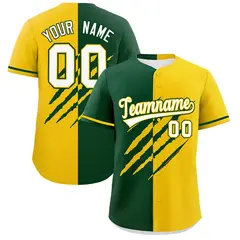 Green Gold Split Tiger Claw Scratch Baseball Jersey 1