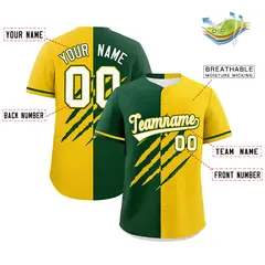 Green Gold Split Tiger Claw Scratch Baseball Jersey 2