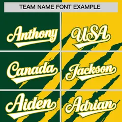 Green Gold Split Tiger Claw Scratch Baseball Jersey 3