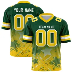 Green Gold Star Gradient Flag Football Jersey 1