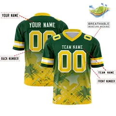 Green Gold Star Gradient Flag Football Jersey 2