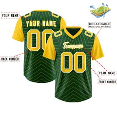 Green Gold Star Pattern Raglan Sleeves Football Jersey 2