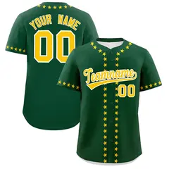 Green Gold Star Ribbing Authentic Baseball Jersey 1