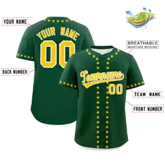 Green Gold Star Ribbing Authentic Baseball Jersey 2