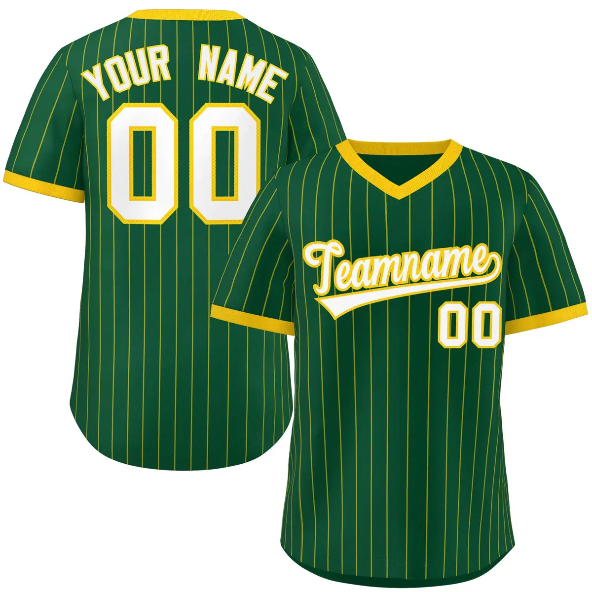 Green Gold Stripe Authentic Pullover Baseball Jersey