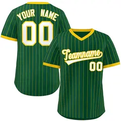 Green Gold Stripe Authentic Pullover Baseball Jersey 1