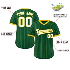 Green Gold Stripe Authentic Pullover Baseball Jersey 2