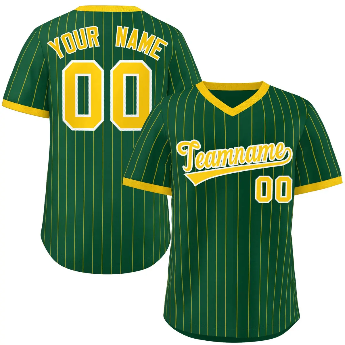 Green Gold Stripe Authentic Pullover Baseball Jersey