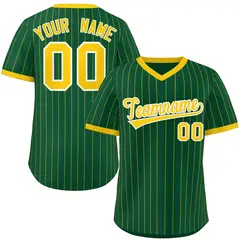 Green Gold Stripe Authentic Pullover Baseball Jersey 1