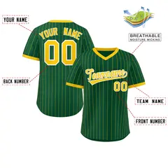 Green Gold Stripe Authentic Pullover Baseball Jersey 2