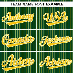 Green Gold Stripe Authentic Pullover Baseball Jersey 3