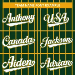 Green Gold Stripe Full Button Authentic Baseball Jersey 3