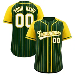 Green Gold Stripe Raglan Sleeves Fashion Baseball Jersey 1