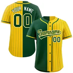 Green Gold Stripe-Solid Combo Authentic Baseball Jersey 1