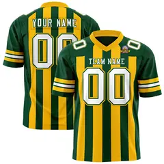 Green Gold Thick Stripe Authentic Football Jersey