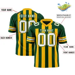 Green Gold Thick Stripe Authentic Football Jersey 2