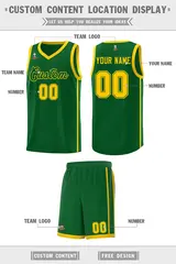 Green Gold Two Bars Basketball Uniform Jersey 2
