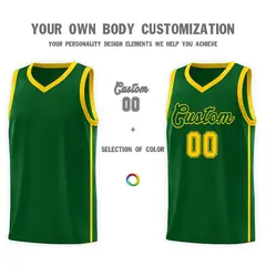 Green Gold Two Bars Basketball Uniform Jersey 3