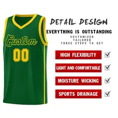 Green Gold Two Bars Basketball Uniform Jersey 5