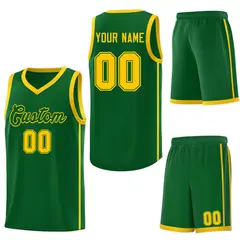Green Gold Two Bars Basketball Uniform Jersey 6