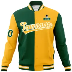 Green Gold Two Tone Raglan Sleeves Varsity Letterman Jacket 5