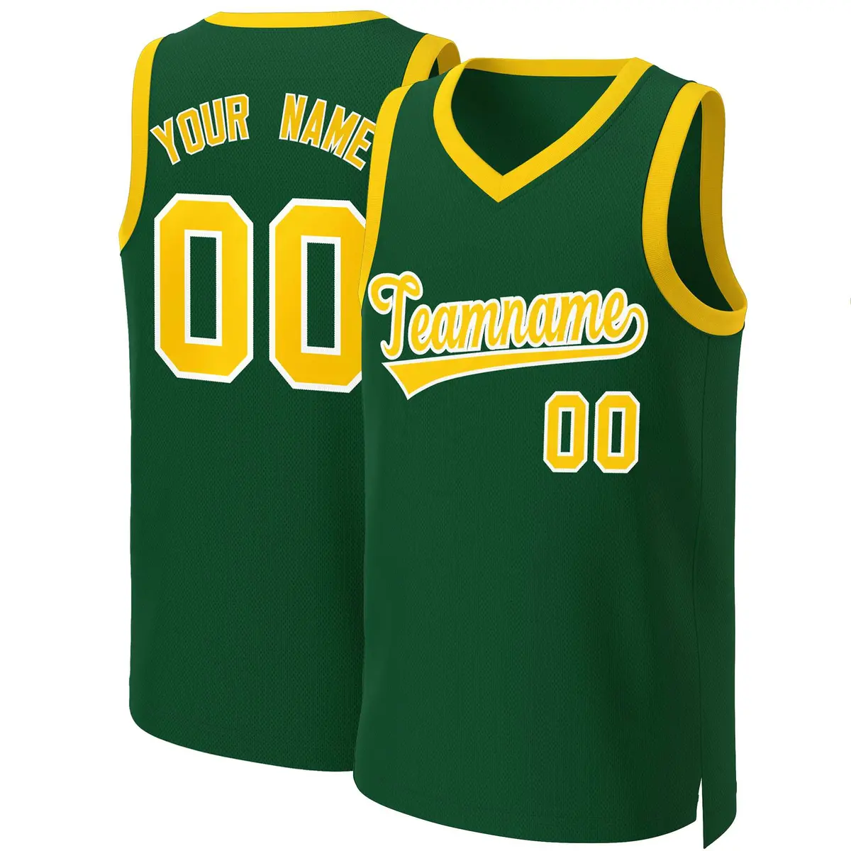 Green Gold-White Classic Basketball Jersey