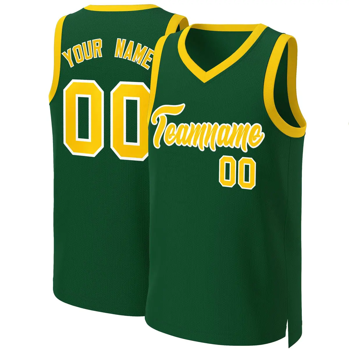 Green Gold-White Classic Basketball Jersey