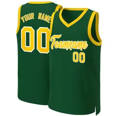 Green Gold-White Classic Basketball Jersey 1