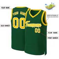 Green Gold-White Classic Basketball Jersey 2